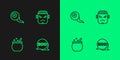 Set line Boo speech bubble, Halloween witch cauldron, Eye and Frankenstein face icon. Vector Royalty Free Stock Photo