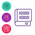 Set line Books about programming icon isolated on white background. Programming language concept. PHP, CSS, XML, HTML Royalty Free Stock Photo