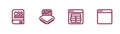 Set line Books about programming, MySQL code, Processor and Browser window icon. Vector