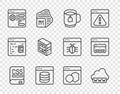 Set line Books about programming, Web development, Cup of tea with tea bag, Server, Data, Hosting, Browser setting Royalty Free Stock Photo