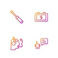 Set line Bot, Robot charging battery, Screwdriver and Battery. Gradient color icons. Vector Royalty Free Stock Photo