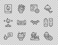 Set line Bot, Robot setting, Computer api interface, Broken robot, User manual, blueprint, humanoid driving car and Royalty Free Stock Photo