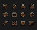 Set line Bot, Robot, Software, Creating robot, Computer api interface, vacuum cleaner, Humanoid and icon. Vector Royalty Free Stock Photo
