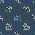 Set line Bottle of water, Wrecked oil tanker ship and Deforestation on seamless pattern. Vector Royalty Free Stock Photo