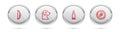 Set line Bow, Dog, Bullet and Compass. Silver circle button. Vector