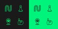 Set line Bowling pin and ball, Game dice, Board game and Chess pawn icon. Vector Royalty Free Stock Photo