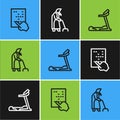 Set line Braille, Treadmill machine and Grandmother icon. Vector