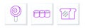 Set line Bread toast, Lollipop and Sushi icon. Vector