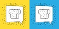 Set line Bread toast for sandwich piece of roasted crouton icon isolated on yellow and blue background. Lunch, dinner Royalty Free Stock Photo