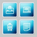Set line Briefcase, Chalkboard, Suitcase and Notebook icon. Vector Royalty Free Stock Photo