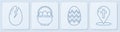 Set line Broken egg, Easter egg, Basket with easter eggs and Map pointer with christian cross. White square button Royalty Free Stock Photo