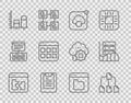 Set line Broken file, Folder tree, Cloud technology data transfer, Server, Data report, analysis, Browser files, and Royalty Free Stock Photo