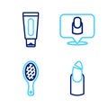 Set line Broken nail, Nail file, Manicure and Tube of hand cream icon. Vector