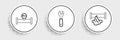 Set line Broken pipe, Industry and manometer and Wrench spanner icon. Vector Royalty Free Stock Photo