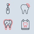 Set line Broken tooth, Calendar with and Electric toothbrush icon. Vector