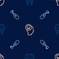 Set line Broken tooth, Electric toothbrush and Toothache on seamless pattern. Vector