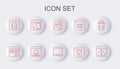 Set line Browser with exclamation mark, setting, Books about programming, Software, Server, Data, Web Hosting, Cloud Royalty Free Stock Photo
