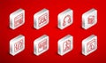 Set line Browser with exclamation mark, shield, Headphones, Computer, Flowchart, Debugging, setting and Programming Royalty Free Stock Photo