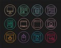Set line Browser files, Cloud technology data transfer, Server, Data, Web Hosting, Laptop, Books about programming Royalty Free Stock Photo