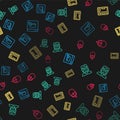 Set line Browser files, Hacker or coder, Keyboard and Computer mouse on seamless pattern. Vector Royalty Free Stock Photo