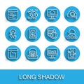 Set line Browser files, Hangar with servers, Software, Monitor graph chart, Server, Data, Web Hosting, Hard disk drive Royalty Free Stock Photo
