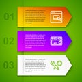 Set line Browser files, Keyboard and Debugging. Business infographic template. Vector Royalty Free Stock Photo