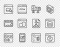 Set line Browser files, Python programming language, Computer monitor screen, Mobile Apps, Software, and Server, Data Royalty Free Stock Photo
