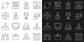 Set line Browser files, Rocket, Human with lamp bulb, Worker location, Piece of puzzle, resources and Award cup icon