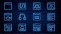 Set line Browser files, with shield, Headphones, Software, window, Binary code and Programming language syntax icon Royalty Free Stock Photo