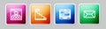 Set line Browser files, Stair with finish flag, Chat messages on laptop and Envelope. Colorful square button. Vector