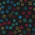 Set line Browser files, window, Create account screen and New chat messages notification on seamless pattern. Vector Royalty Free Stock Photo