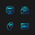Set line Browser help, Support operator in touch, Computer monitor and and Envelope setting. Gradient color icons Royalty Free Stock Photo