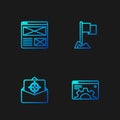 Set line Browser setting, Mail and e-mail, window and Location marker. Gradient color icons. Vector Royalty Free Stock Photo