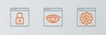 Set line Browser setting, Secure your site with HTTPS, SSL and incognito window icon. Vector