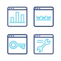 Set line Browser setting, Secure your site with HTTPS, SSL, window and Graph chart infographic icon. Vector