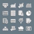 Set line Browser setting, Server security with key, Pie chart infographic, Server, Data, Web Hosting, Password Royalty Free Stock Photo