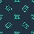 Set line Browser with shield, Clipboard checklist and Python programming language on seamless pattern. Vector