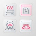Set line Browser with shield, Hacker or coder, Software and Books about programming icon. Vector Royalty Free Stock Photo