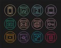 Set line Browser with shield, Secure your site HTTPS, SSL, window, Website and mail, SEO optimization, Mobile phone Royalty Free Stock Photo