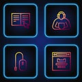 Set line Browser window, Computer mouse, Online book and Student. Gradient color icons. Vector Royalty Free Stock Photo