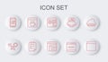 Set line Browser window, Debugging, setting, Search engine, Mobile Apps, Software, Clipboard with checklist and icon Royalty Free Stock Photo