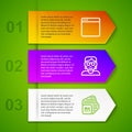 Set line Browser window, Hacker or coder and Processor. Business infographic template. Vector