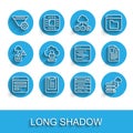 Set line Browser window, Server, Data report, Filter setting, Search engine, Network cloud connection, Cloud computing Royalty Free Stock Photo
