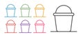 Set line Bucket icon isolated on white background. Set icons colorful. Vector