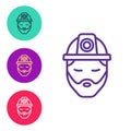 Set line Builder icon isolated on white background. Construction worker. Set icons colorful. Vector