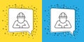 Set line Builder icon isolated on yellow and blue background. Construction worker. Vector