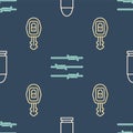 Set line Bullet, Car key with remote and Barbed wire on seamless pattern. Vector