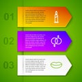 Set line Burning candle, Gender, Smiling lips and Glass of champagne. Business infographic template. Vector