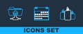 Set line Burning candles, FTP folder upload and Calendar icon. Vector