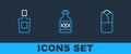 Set line Burrito, Tequila bottle and icon. Vector